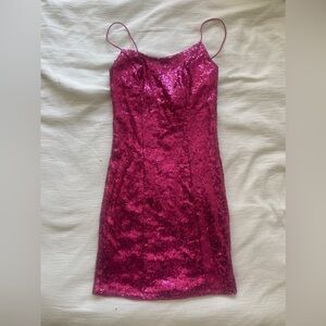 lulus bring it magenta sequin body con mini dress